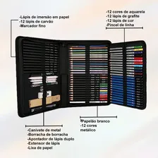 Kit Lápis De Desenho Estojo 71 Peças Pintura Profissional Artistica Foto mini 4