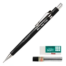 Kit Lapiseira Pentel P205 0.5mm Preta Grafite Borracha Foto mini 1