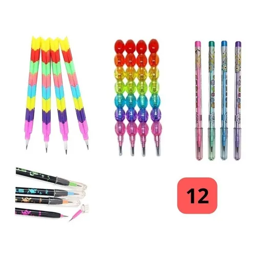 Kit Lapiseiras 2.0 Troca Ponta Escolar Fofo Papelaria Grafit Cor 12 LAPISEIRAS TROCA PONTA Foto 1