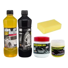 Kit Lava Auto Carro Cera Pretinho Desodorizante Silicone Foto mini  3
