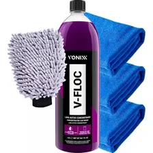 Kit Lava Automotiva Shampoo Vfloc Luva + 3 Pano Microfibra Foto  mini 1