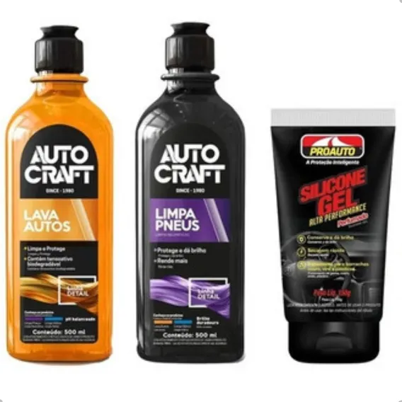 Kit Lava Carro Moto Shampoo Pretinho Silicone Automotivo Foto 1