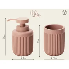 Kit Lavabo Banheiro Dispenser Sabonete Líquido Porta Escova Cor Kit Banheiro Lavabo Rose Foto mini 3