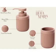 Kit Lavabo Banheiro Dispenser Sabonete Líquido Porta Escova Cor Kit Banheiro Lavabo Rose Foto mini 4