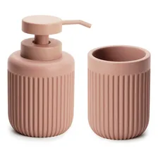 Kit Lavabo Banheiro Dispenser Sabonete Líquido Porta Escova Cor Kit Banheiro Lavabo Rose Foto mini 1