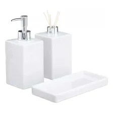 Kit Lavabo Banheiro Saboneteira Difusor Bandeja Kbd-021 Cor Branco Foto mini  3