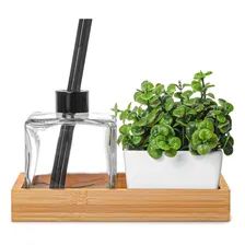 Kit Lavabo Com Bandeja De Bambu Kit Banheiro Aromatizador Cor Flint Foto  mini 1