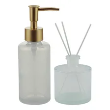 Kit Lavabo Porta Sabonete Líquido Com Difusor 3 Palitos Ouro Foto mini 3