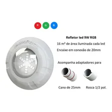 Kit Led Piscina Com Controle + 2 Leds Rgb 9w + Fonte 12v Foto mini 3
