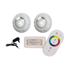 Kit Led Piscina Com Controle + 2 Leds Rgb 9w + Fonte 12v Foto mini 1