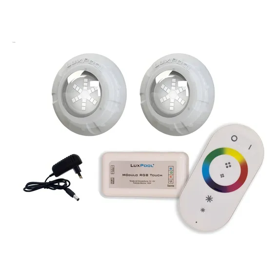 Kit Led Piscina Com Controle + 2 Leds Rgb 9w + Fonte 12v Foto 1