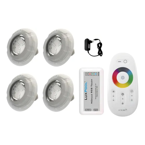 Kit Led Piscina Com Controle + 4 Leds Rgb + Fonte Foto 1