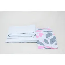 Kit Lençol Berço 3 Peças Enxoval Baby Nuvem Rosa Foto mini 3