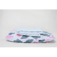 Kit Lençol Berço 3 Peças Enxoval Baby Nuvem Rosa Foto mini 2
