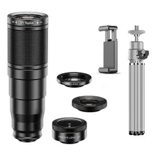 Kit Lentes Celular Apexel 4 Em 1 Tele 22x Fisheye + Tripé Foto mini 4