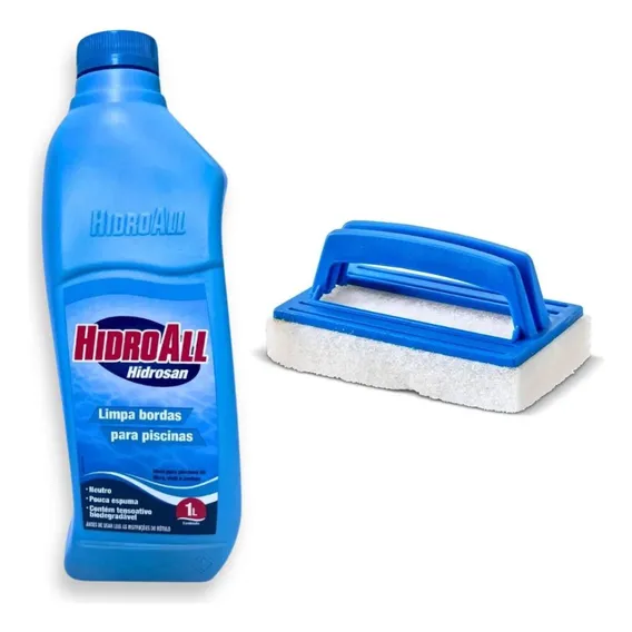 Kit Limpa Bordas Piscina 1 L Hidrosan + Escova Limpa Bordas Foto 1