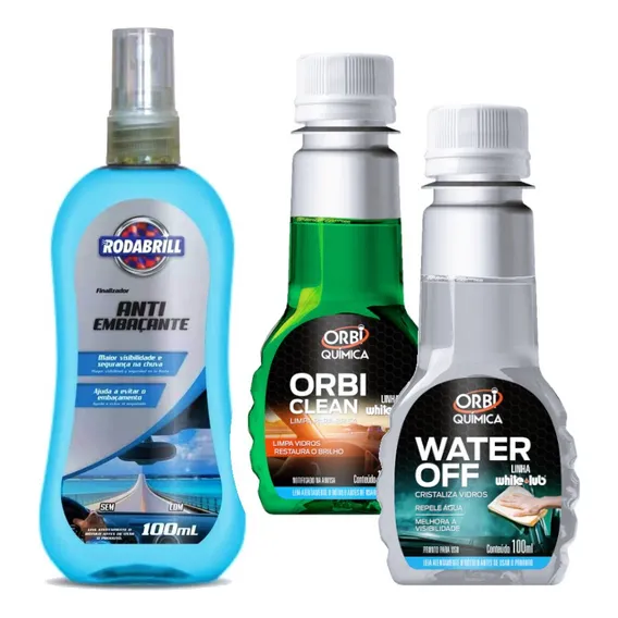 Kit Limpa Para Brisas + Cristalizador + Anti Embaçante Foto 1