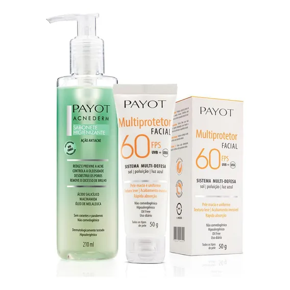 Kit limpeza acnederm + proteção fps 60 payot Payot Kit limpeza acnederm + proteção fps 60 payot - 1 peças Foto 1
