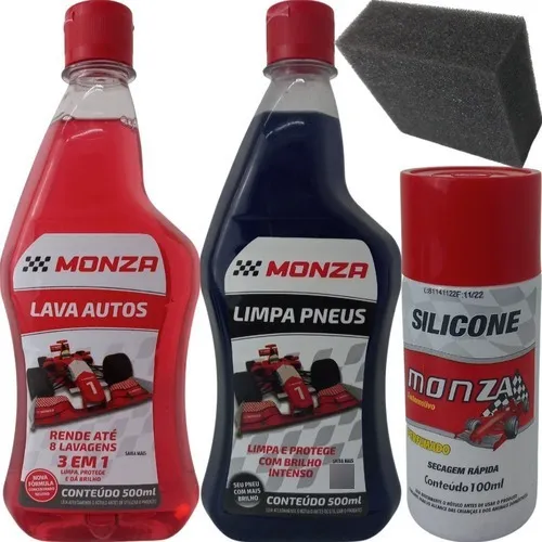 Kit Limpeza Automotiva Carro Moto Shampoo Pretinho Silicone Foto 1