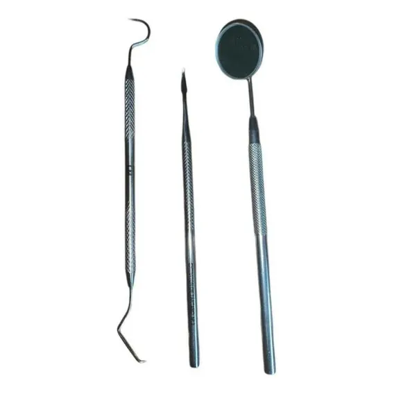 Kit Limpeza Dental Sonda ClĂnica+espelho+extrator De Tártaro Foto 1