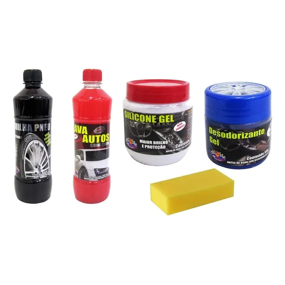 Kit Limpeza Estética Automotiva Shampo Pretinho Silicone 4x1 Foto 1