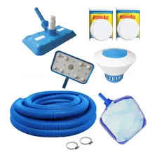 Kit Limpeza Piscina Peneira Aspirador Flutuador Cloro Foto  mini 1
