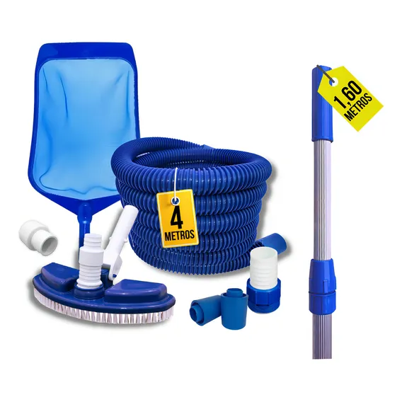 Kit Limpeza Piscina Vinil Alvenaria Pequena Aspirador Cabo Foto 1