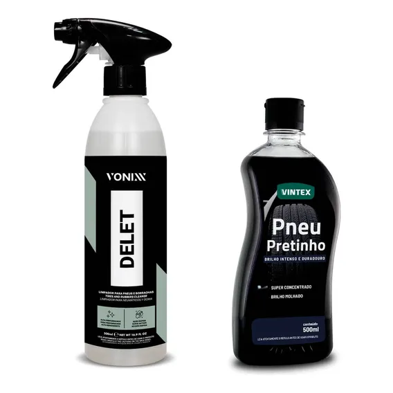 Kit Limpeza Vonixx Pneu Pretinho 500ml + Delet 500ml Foto 1