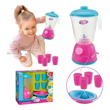 Kit Liquidificador Infantil Gira Manivela Acess贸rios Le Chef Rose e Azul Usual Brinquedos Foto mini 3