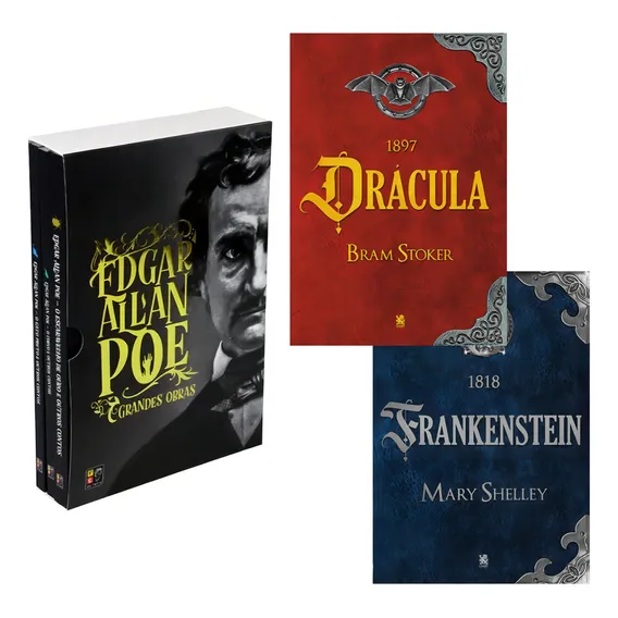 Kit Livros O Drácula + Frankenstein + Box Edgar Allan Poe Foto 1