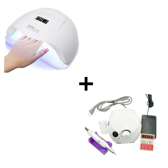 Kit Lixadeira Lixa Motor Profissional + Cabine Uv Led 120w Foto 1