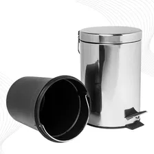 Kit Lixeira 5 Litros Com Escova Sanitária Para Banheiro Inox Foto mini 3