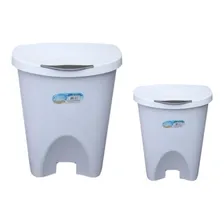 Kit Lixeiras Com Pedal Usual Cor Branca 15l Com 7,5l Foto  mini 1