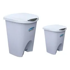 Kit Lixeiras Com Pedal Usual Cor Branca 15l Com 7,5l Foto mini  2