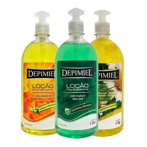 Kit Loção Pré + Loção Pós + Gel Pós Depimiel 1lt Depilatório Foto 1