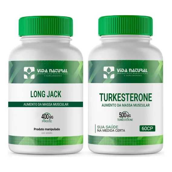 Kit Long Jack 400mg 60 Caps + Turkesterone 500mg 60 Caps Sabor Long Jack + Turkesterone sem sabor Foto 1