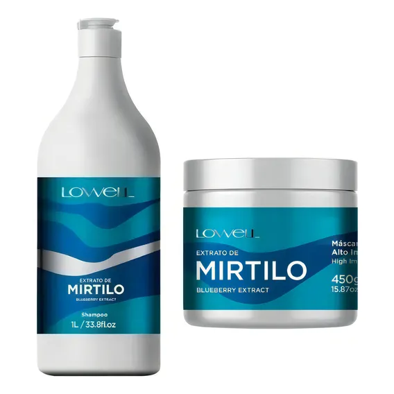 Kit Lowell Shampoo Extrato De Mirtilo 1l + Máscara 450g Foto 1