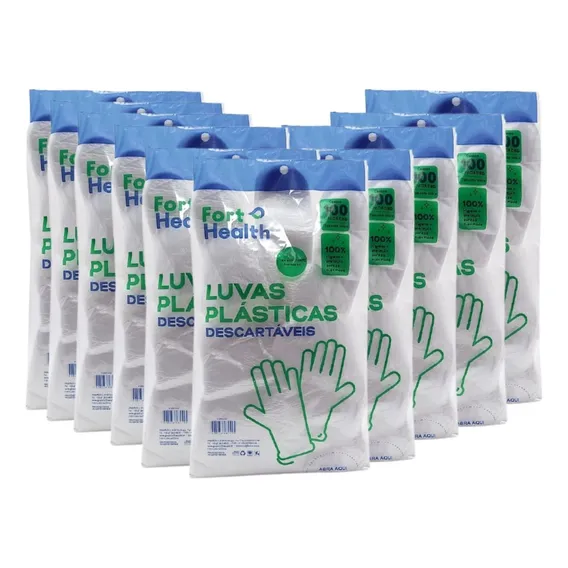 Kit Luva Descartavel Plastica Procedimento E Estética 10 Pct Foto 1