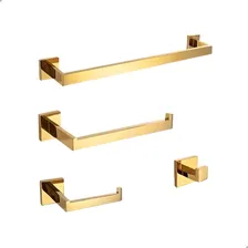 Kit Luxo Acessório Para Banheiro - Dourado - 4 Peças Inox Foto  mini 1