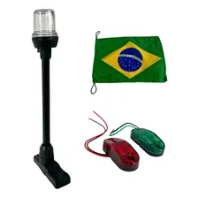 Kit Luz Bombordo E Boreste + Mastro Preto 34cm + Bandeira Foto mini 1