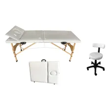 Kit Maca Portátil C/ Regulagem Altura E Cadeira Mocho Branco Foto  mini 1