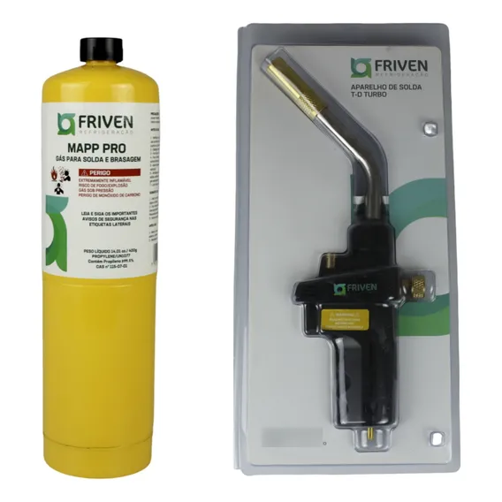 Kit Maçarico Solda Acendimento Automático Turbo + 1 Gas Mapp Foto 1