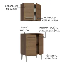 Kit Madesa Emilly 4 Portas Com Armário Aéreo E Balcão Cor Rustic G200915Z Foto mini  3