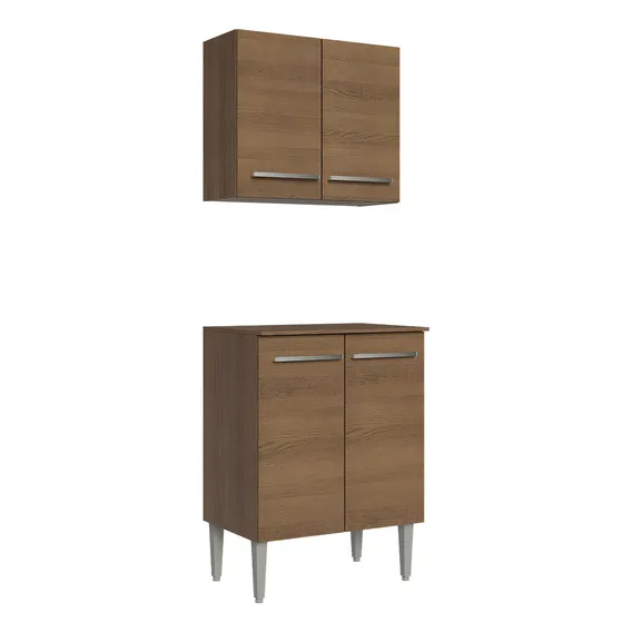 Kit Madesa Emilly 4 Portas Com Armário Aéreo E Balcão Cor Rustic G200915Z Foto 1