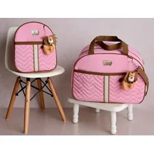 Kit Mala Maternidade Bolsa De Bebê 2 Peças Com Mochila Cor Rosa Leão Foto mini 2