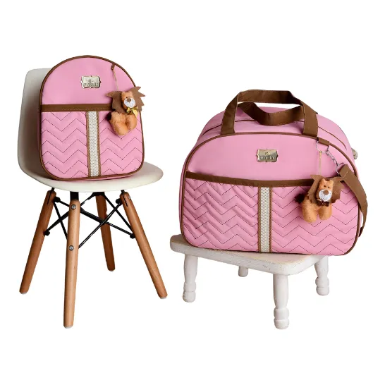 Kit Mala Maternidade Bolsa De Bebê 2 Peças Com Mochila Cor Rosa Leão Foto 1