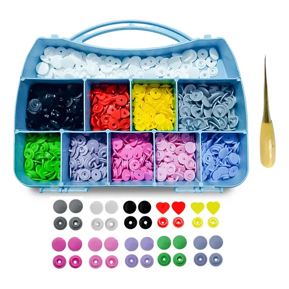 Kit Maleta 200 Botões Pressão Sortidos Ritas 10 12 Coração Cor Botões Sortidos Maleta Botões Ritas Foto 1