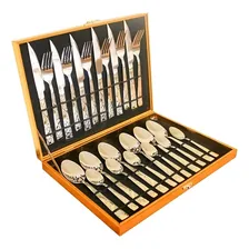 Kit Maleta De Talheres 24 Peças + 6 Garfos De Sobremesa Cor Dourado Foto mini 4