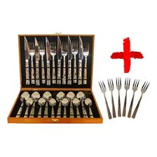 Kit Maleta De Talheres 24 Peças + 6 Garfos De Sobremesa Cor Dourado Foto mini  2