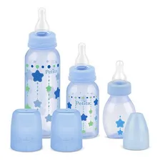 Kit Mamadeira Cristal Reta Com Bico Em Silicone 03 Uni Azul Foto mini  2